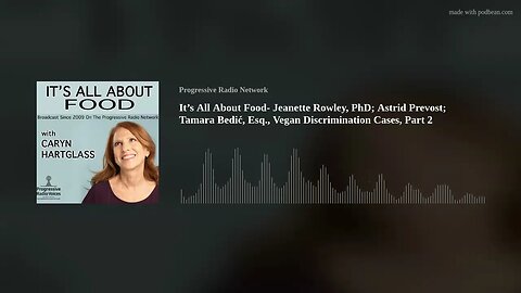 It’s All About Food- Jeanette Rowley, PhD; Astrid Prevost; Tamara Bedić, Esq., Vegan Discrimination