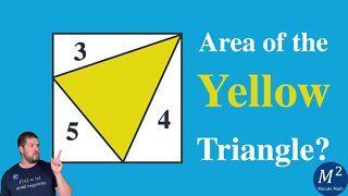 Can YOU Calculate the Area of the Inner Yellow Triangle that is Inside of a Square? | Minute Math