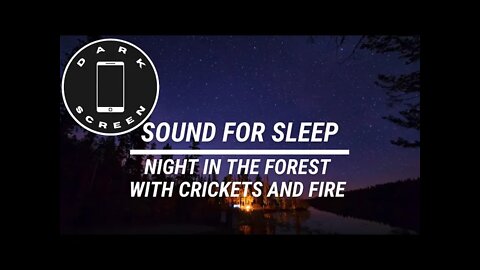 Sound for sleep Night in the Forest with Crickets and Fire Dark Screen 3 hours