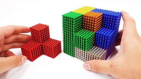 ASMR - DIY How To Make Gaint Rainbow Cube with Magnetic Balls ｜ 4K