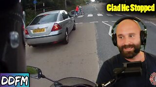 Motorcycle Rider Almost Crashed Into Pedestrians