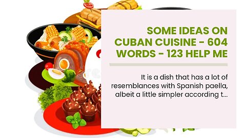 Some Ideas on Cuban Cuisine - 604 Words - 123 Help Me You Should Know