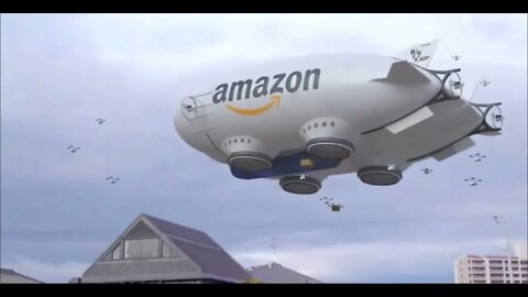 Dirigível de implantação de drones de atendimento aéreo da Amazon