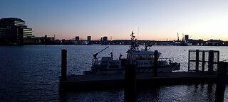 Longwharf Pier New Haven Harbor view of Pearl Harbor Memorial bridge New Haven Connecticut USA