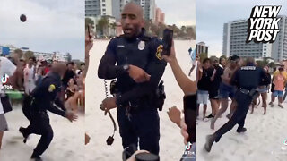 Spring Breakers schooled by cops in beach football