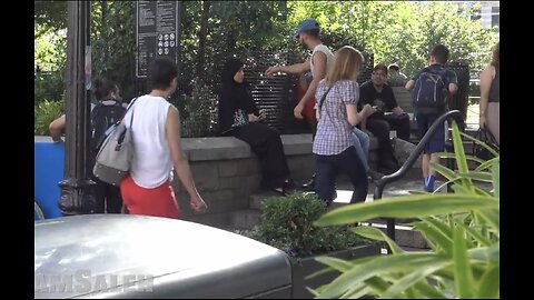 Social experiment in public PULLING HIJAB OFF