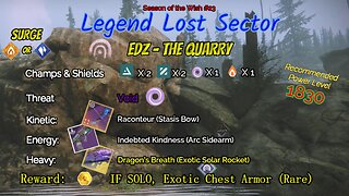 Destiny 2 Legend Lost Sector: EDZ - The Quarry on my Solar Hunter 1-10-24