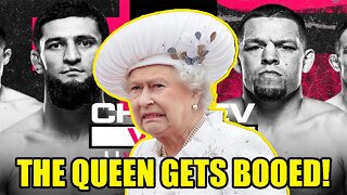 UFC 279 crowd LOUDLY BOOS tribute to Queen Elizabeth II at T-Mobile Arena!