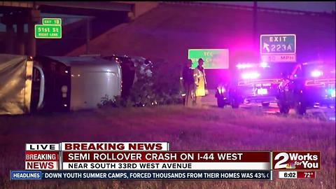 Semi truck rollover crashed on I-44 West