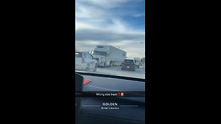 Truck Going Wrong Way In Golden British Columbia