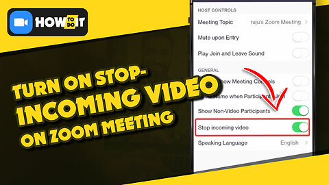 How to turn on the stop incoming video option on Zoom