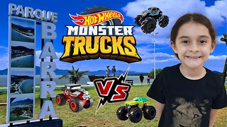 BATALHA DE HOT WHEELS MONSTER TRUCKS NA PRAIA #HotWheels #hotwheelsmonstertruck