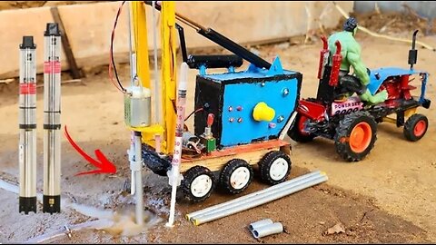 Diy Tractor Mini Borewell Drilling Machine| Science Subject| Submersible Water Pump