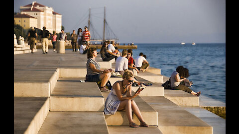 Sea Organ (Morske Orgulje) and the Adriatic Sea in Zadar, Croatia