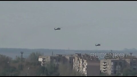 Russian Mi-28NM attack helos fired Izdeliye-305 missiles on Ukrainian fortification in Avdiivka