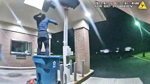 Bank Robber Trying To Escape Police Falls Through Ceiling and into Recycling Bin