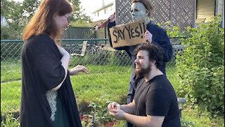Horror ICON Michael Myers helps with a wedding Proposal