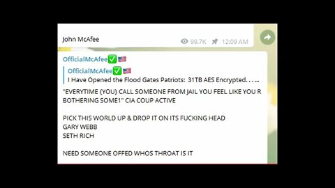 John McAfee Telegram suggests Dead Man Switch Activation Soon