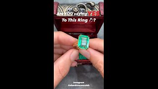 Super large rectangle shape crystal clean Colombian emerald double prong statement solitaire ring