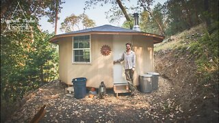 From Converted Bus to Land Owner! Skoolie and Wooden Yurt Style Tiny house Tour.