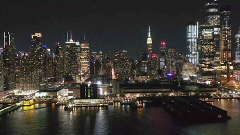 Live: New York City Skyline at Night - NYC, USA - NYC Drone Video - Aerial Landscapes Screensaver
