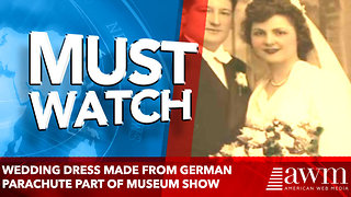 Wedding dress made from German parachute part of museum show