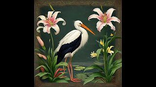 AI art: stork and lilies