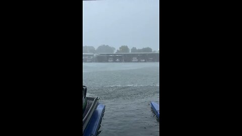 Hard rain at the lake