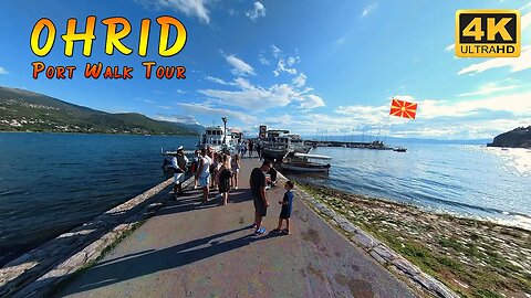 Walking Tour, Port Lake Ohrid, Macedonia | Summer Walk Travel Guide | Insta360 X2