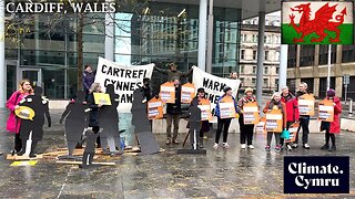 Warm Homes campaign outside UK Government building in Cardiff