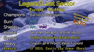 Destiny 2 Legend Lost Sector: Europa - Perdition on my Warlock 12-2-22