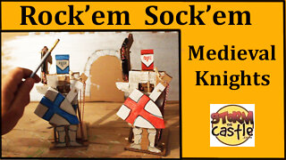Rockem Sockem Medieval Knights Game Made out of Cardboard!
