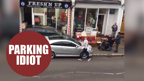 Britain's most inconsiderate motorist parks car blocking the pavement