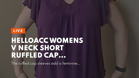 Helloacc Womens V Neck Short Ruffled Cap Sleeves Banded Hem Bottom T Shirts Loose Tops with Shi...