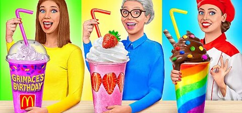 Me vs Grandma Cooking Challenge | Cooking Grimace Shake by Multi DO Challenge