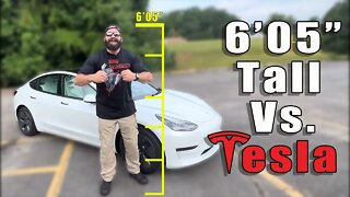 Model 3! - Can a 6'5" Barbarian Fit Into Tesla's Smallest Vehicle??