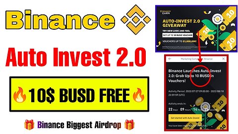 Binance Auto Invest 20 10 BUSD Giveaway 🔥 Get 10 Free Airdrop