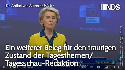 Weiterer Beleg für den traurigen Zustand der Tagesthemen/Tagesschau-Redaktion. Albrecht Müller NDS