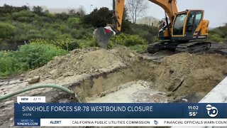 Sinkhole forces closure of SR-78 lanes in Oceanside