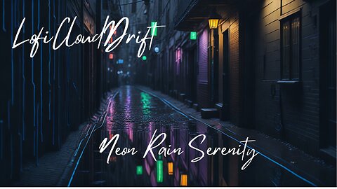 Neon Rain Serenity: Exploring a Minimalistic Alley in the Calming Rain