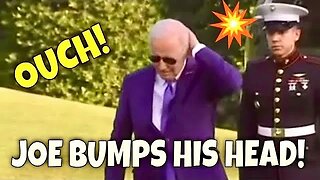Biden BUMPS HIS HEAD as he gets off Marine One 🤦‍♂️