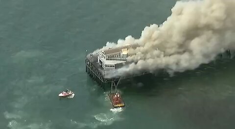 Huge blaze erupts at Oceanside Pier in Northern San Diego County, California.
