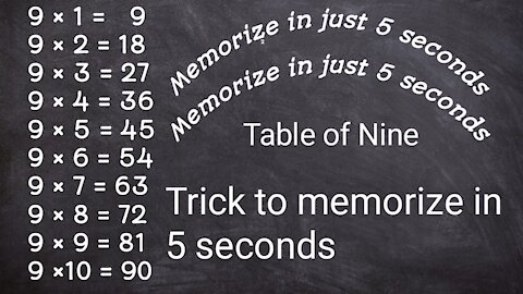 Table of 9, memorize in 3 seconds | Use this magic trick