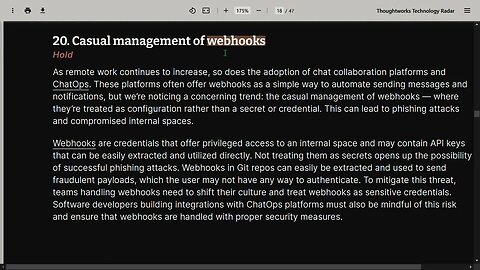 20 Casual management of webhooks [Thoughtworks Technology Radar]