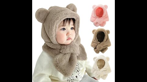 Winter Baby Hat Scarf One-Piece Faux Fur Kids Hats