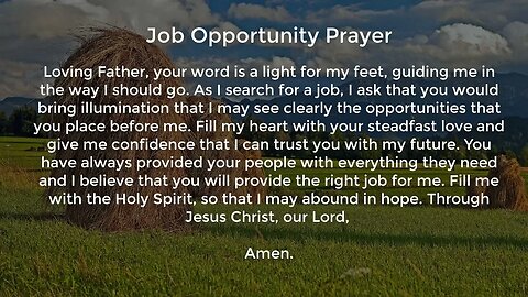 Job Opportunity Prayer (Prayer for Job Seekers)