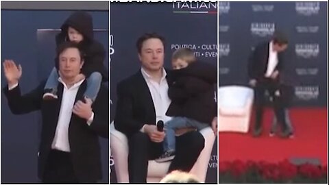 Elon Musk në skenën e 'Atreju' me djalin e vogël kaliqafë! Fëmija refuzon të largohet e shtrëngon