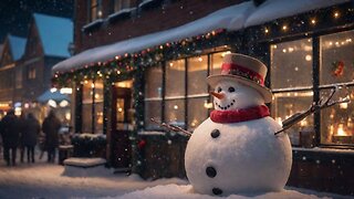 Relaxing Jazz Piano Music 🎵 Cozy Chrismas Ambience 🎄 Coffee Shop at Night Street ❄️