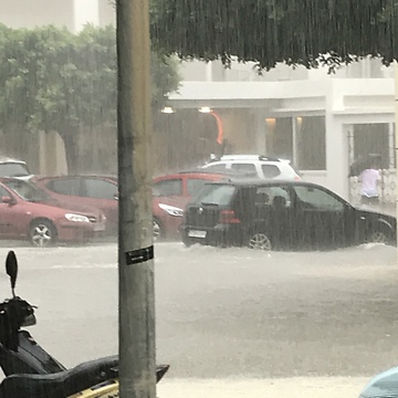 Heavy rains turn street into raging river in Ibiza
