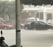 Heavy rains turn street into raging river in Ibiza
